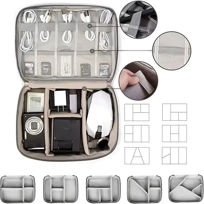Waterproof Digital Organizer Cable Storage Bag for Travel and Home