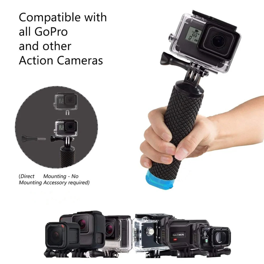 Water Floating Hand Grip Handle Mount for Action Cameras – Compatible with GoPro, DJI, Insta360, and More