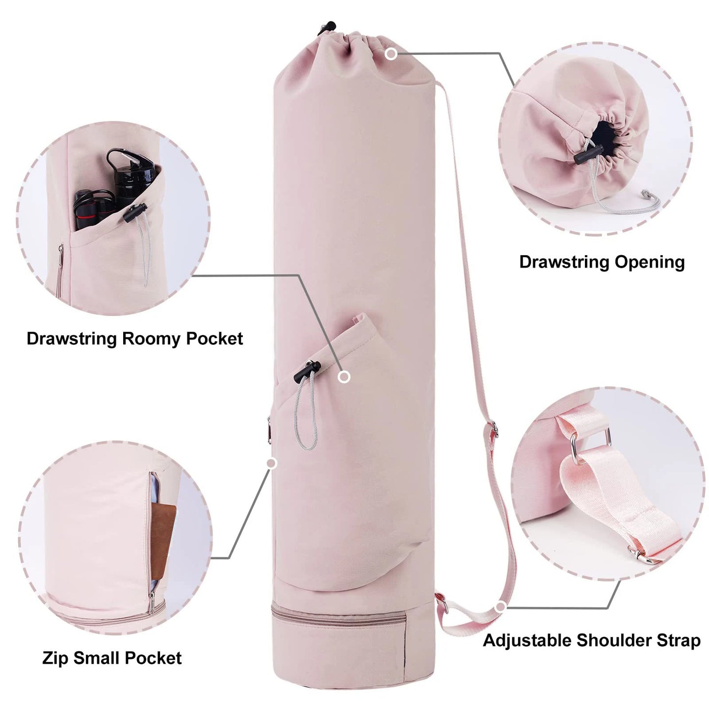 Yoga Mat Bag with Water Bottle Pocket & Wet Bag – 30L Capacity with Shoulder Strap