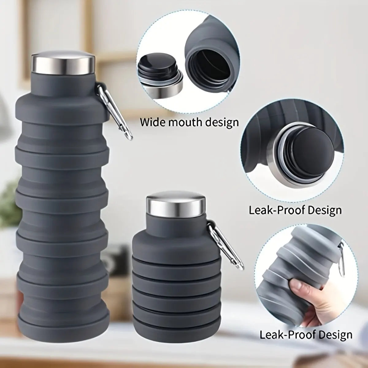 Collapsible Water Bottle – Portable and BPA-Free, Perfect for Hiking and Outdoor Activities