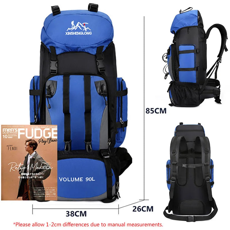 90L Large-Capacity Waterproof Hiking and Camping Backpack