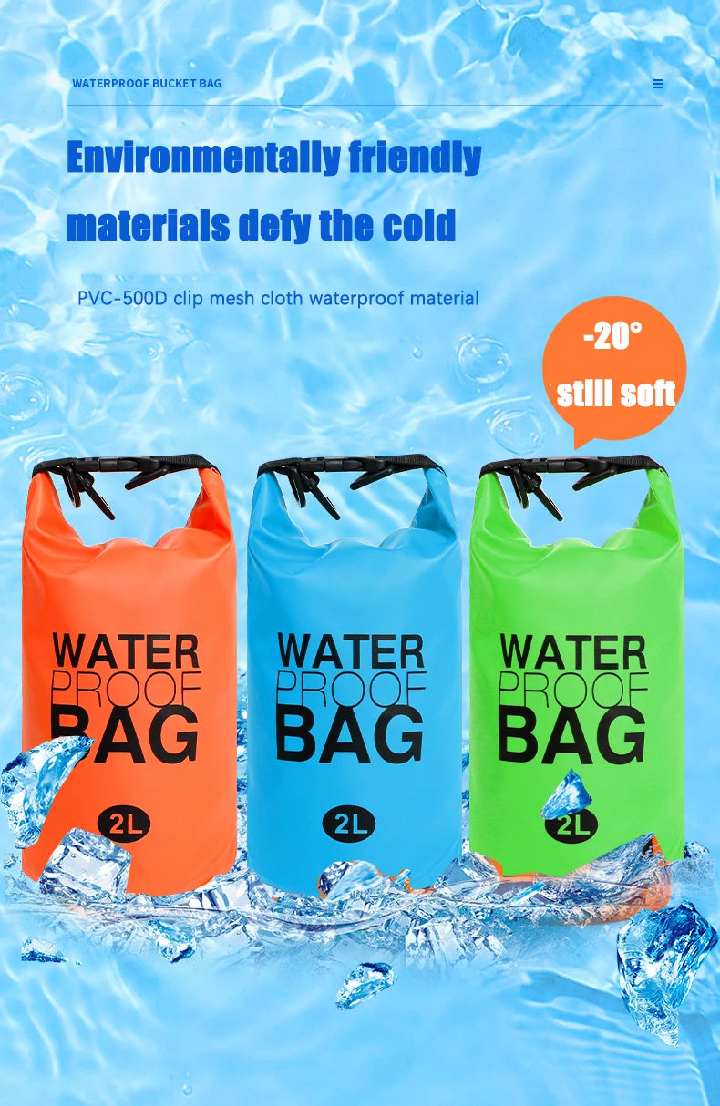 2-Liter Waterproof Dry Bag – Durable and Compression-Friendly Outdoor Backpack for Water Sports and Hiking