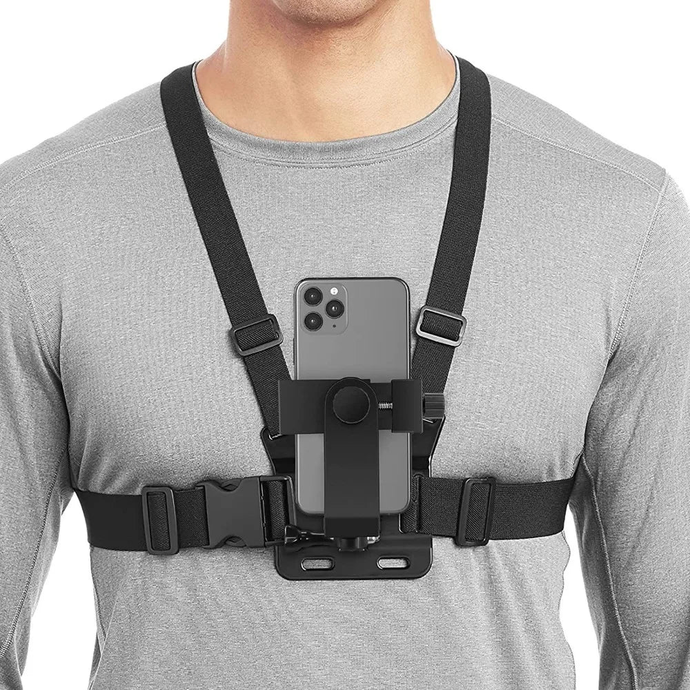 1 PC Adjustable Phone Clip Holder with Chest Strap – Hands-Free Accessory for Mobile Phones and Sport Cameras