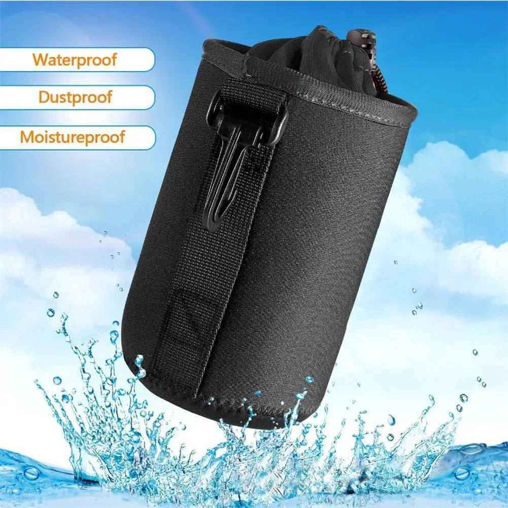 Waterproof DSLR Camera Lens Bag – Neoprene Drawstring Case (S, M, L, XL)