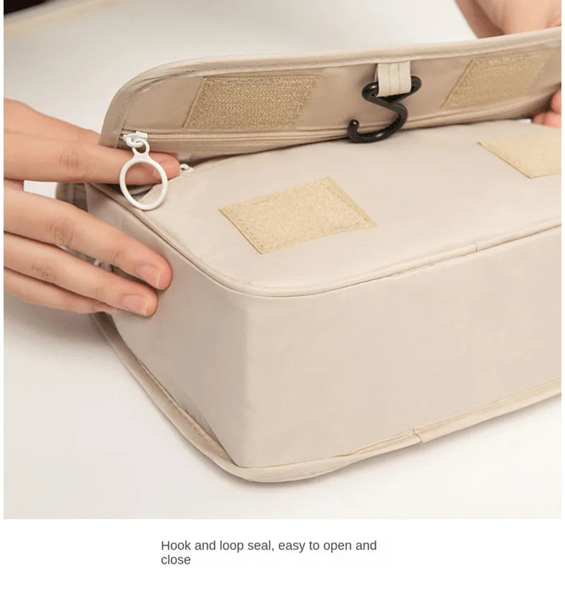 Waterproof Travel Makeup Bag with Hook – High-Quality Toiletries Organizer for Women