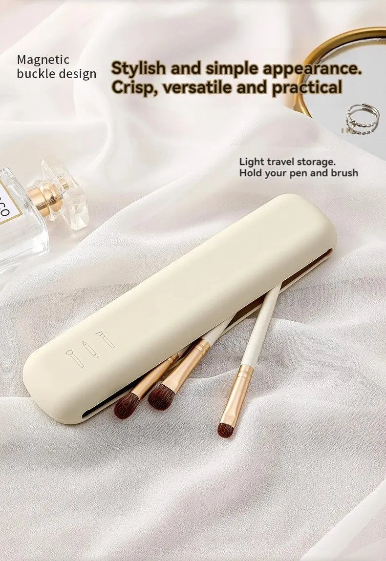 Silicone Makeup Brush & Brow Pencil Case – Dust-Proof, Portable Travel Storage Bag
