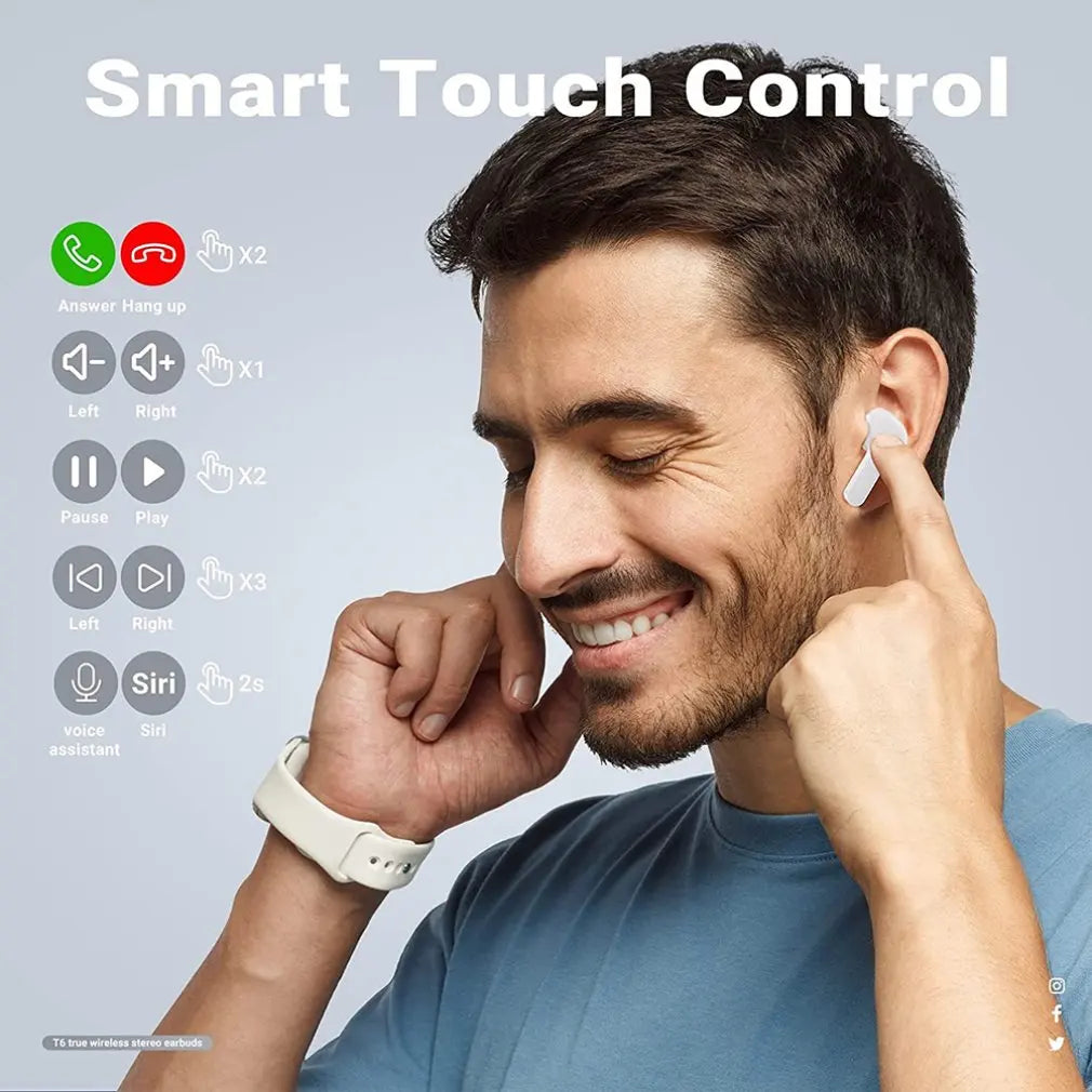 TWS Wireless Earphones with Transparent Design – Bluetooth 5.3 In-Ear Headset with ENC and LED Power Display