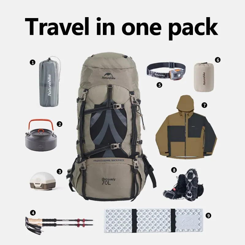 Naturehike 70L Camping Backpack - Ergonomic, Waterproof, and Built for Adventure