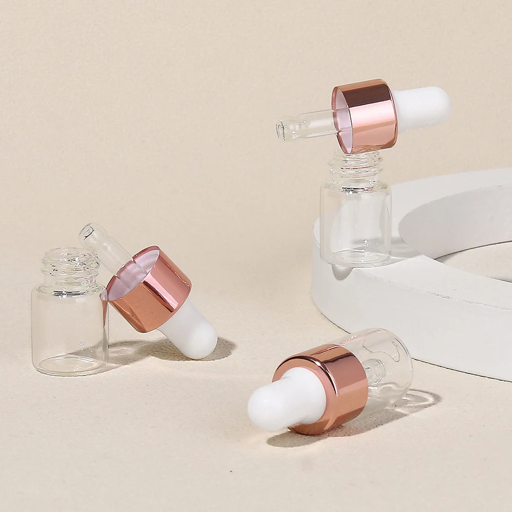 3-Piece 2ml Mini Glass Dropper Bottle Set - Perfect for Travel and DIY Beauty Products