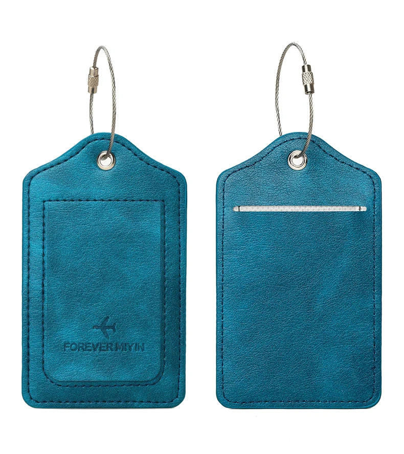 PU Leather Luggage Tag with Privacy Protection and Anti-Loss Wire Rope Loop – Ideal for Luggage and Travel Bags