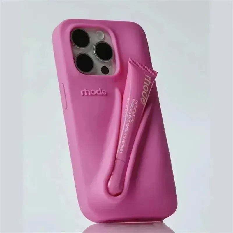 New Autumn Limited Edition Rhode Lip Holder Silicone Phone Case – Stylish and Functional Cover for iPhone 11, 12, 13, 14, 15, 16 Pro Max Plus