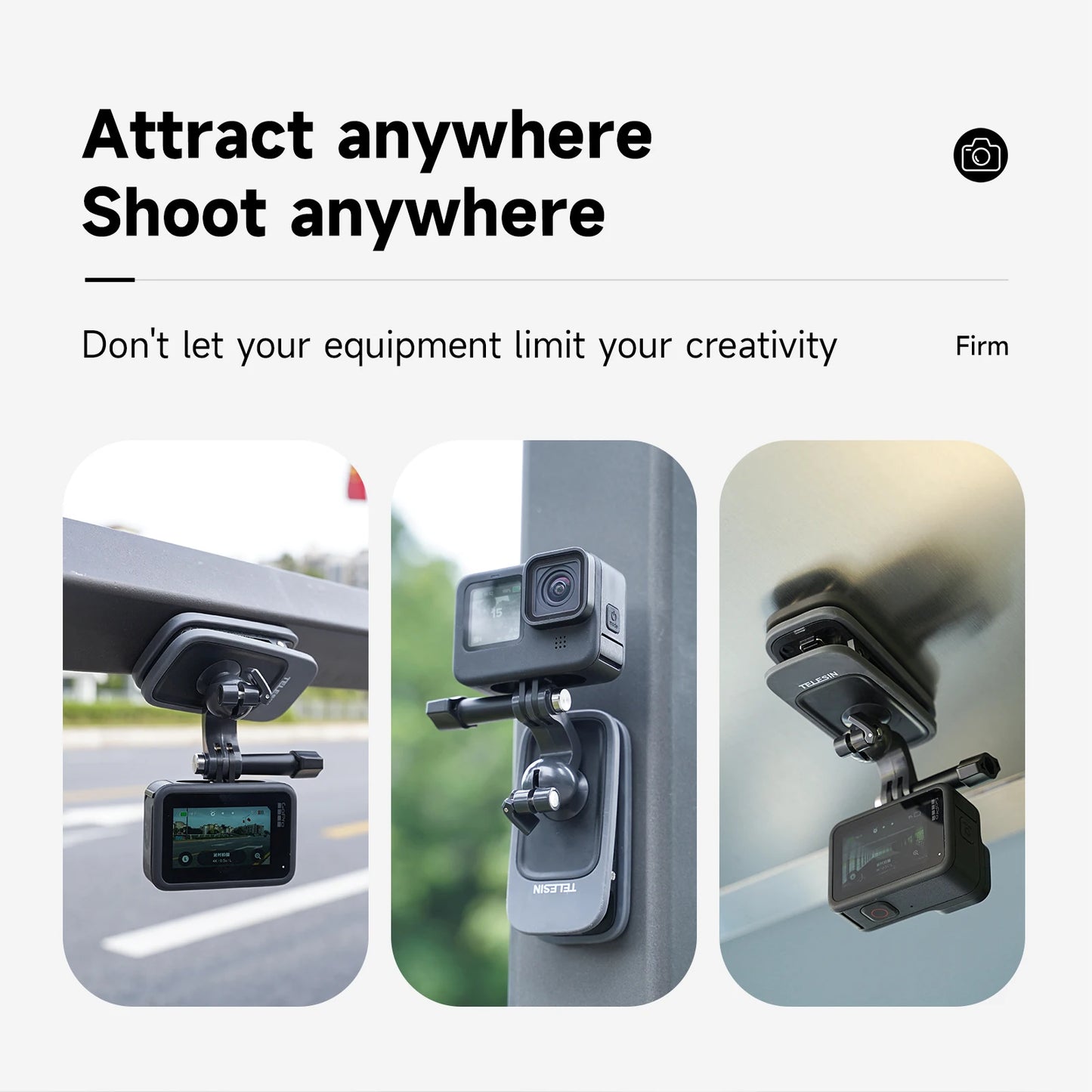 TELESIN 360° Rotation Magnetic Backpack Clip Mount for GoPro, Insta360, and DJI Action Cameras