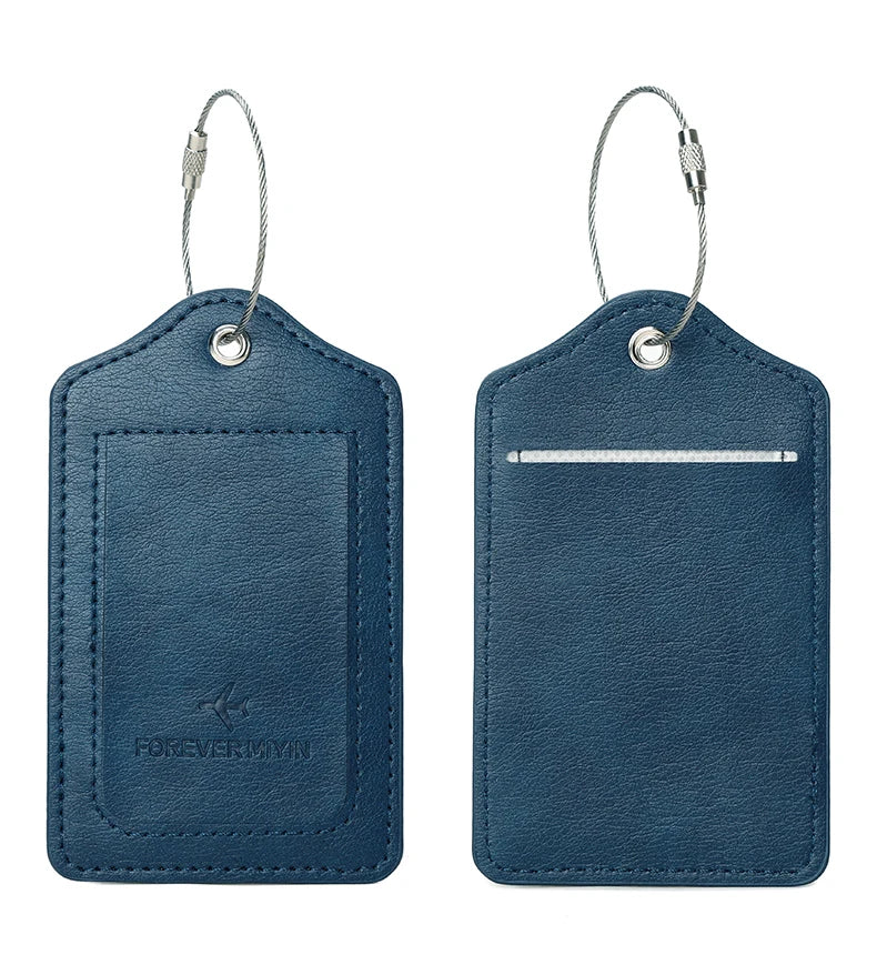 PU Leather Luggage Tag with Privacy Protection and Anti-Loss Wire Rope Loop – Ideal for Luggage and Travel Bags