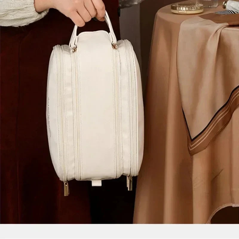 Multifunctional Makeup Bag for Women - Large Capacity PU Leather Travel Makeup and Toiletry Organizer with Double Zipper