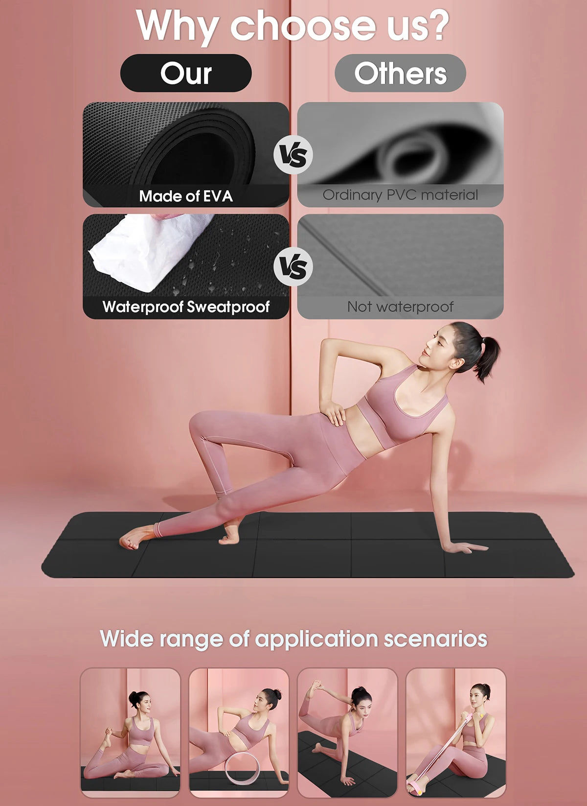 Anti-Skid EVA Comfort Foam Yoga Mat - 4mm Thick for Yoga, Pilates, and Gymnastics