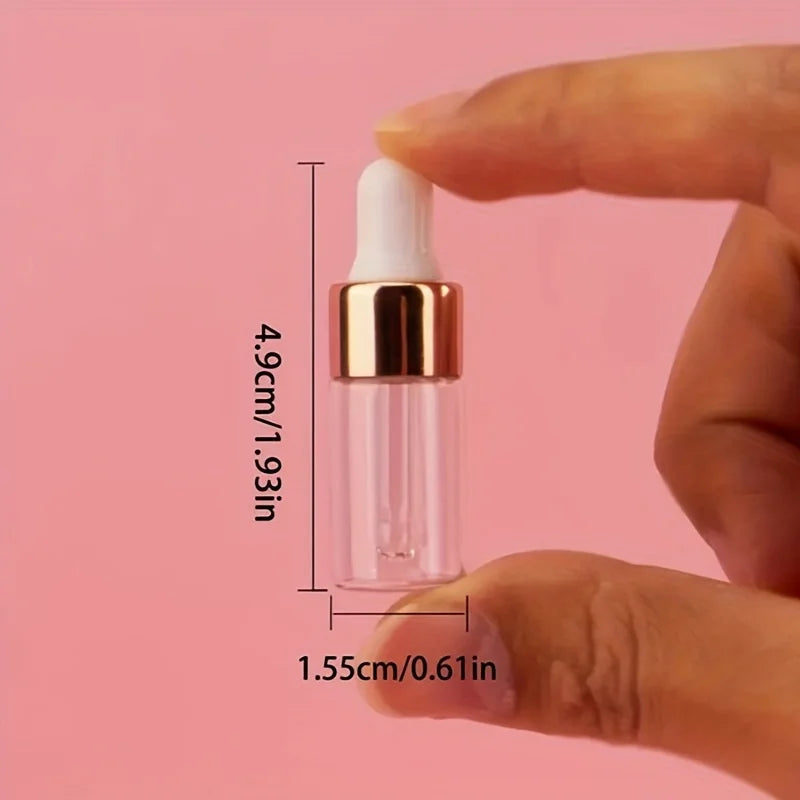 0.1oz (2ml) Mini Dropper Bottle – Refillable Essential Oil Vials for Travel, Perfume & DIY Cosmetics