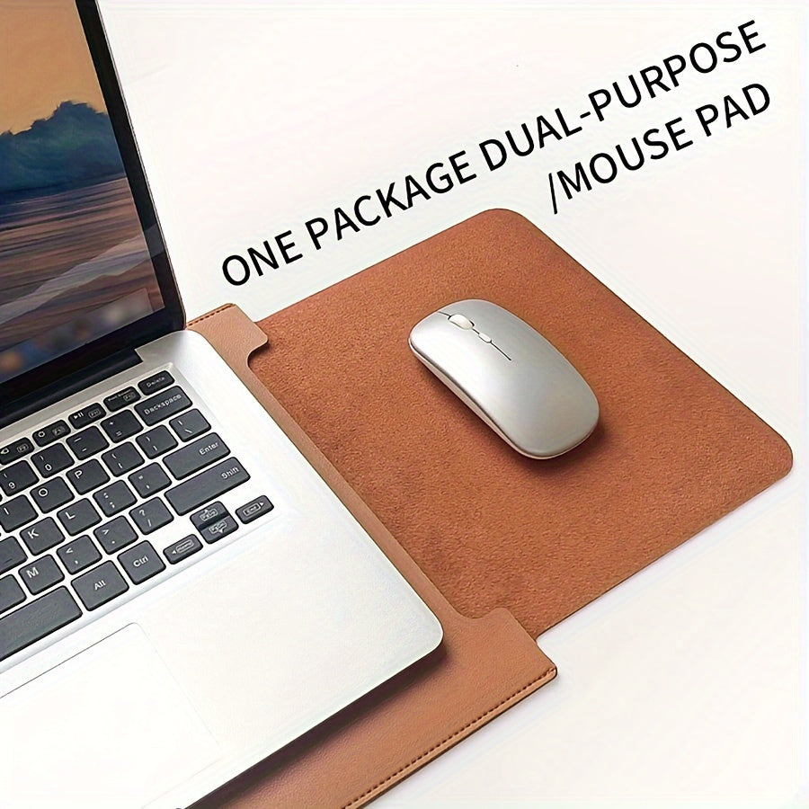Versatile Faux Leather Laptop Sleeve with Mouse Pad – Fits 13” to 16” Laptops