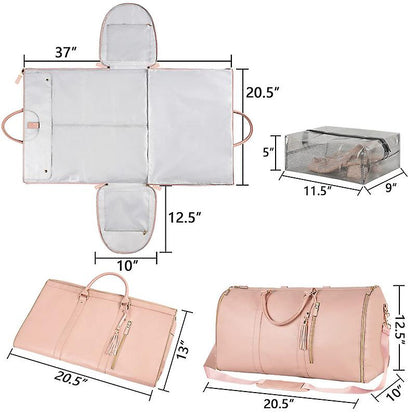 2024 Fashion Large PU Folding Suit Storage Bag Women& Men High Capacity Luggage Handbag Travel Sport Outdoor Multi Function Organizer
