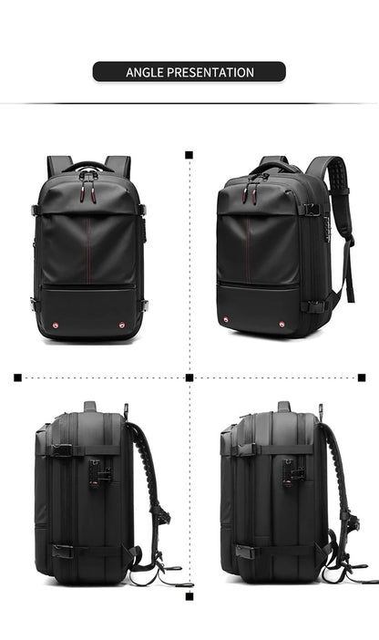 Travel Men's 17-Inch Laptop Backpack – Expandable Business and School Bag with Vacuum Compression and Large Capacity