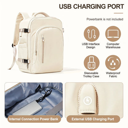 FLCC Large Capacity Travel Laptop Backpack for Women and Men - Airline-Approved Cabin Backpack for EasyJet and Ryanair