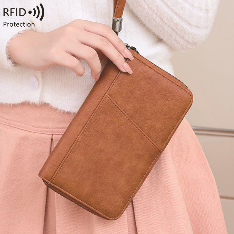 RFID Blocking Passport Wallet – Travel Organizer with Detachable Strap, Anti-Theft Design, and Zipper Closure