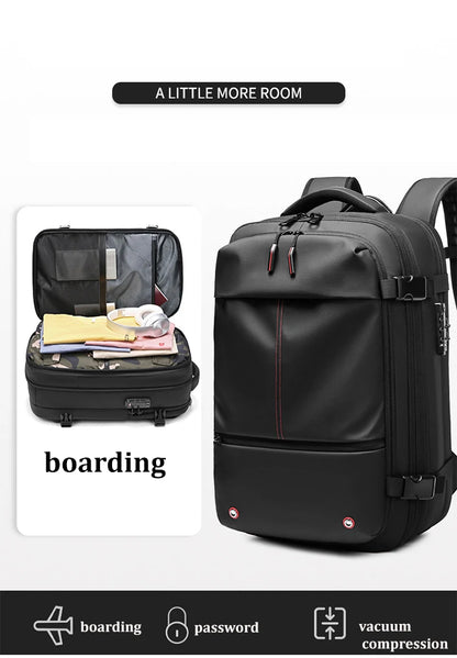 Travel Men's 17-Inch Laptop Backpack – Expandable Business and School Bag with Vacuum Compression and Large Capacity