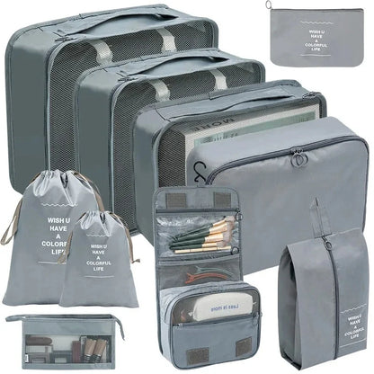 10-Piece Travel Organizer Set - Packing Cubes for Clothes, Shoes & Toiletries