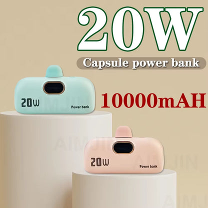 10000Mah Mini Power Bank for Iphone Charger High Capactity Mini Capsule Power Bank Digital Display 20W Fast Charging