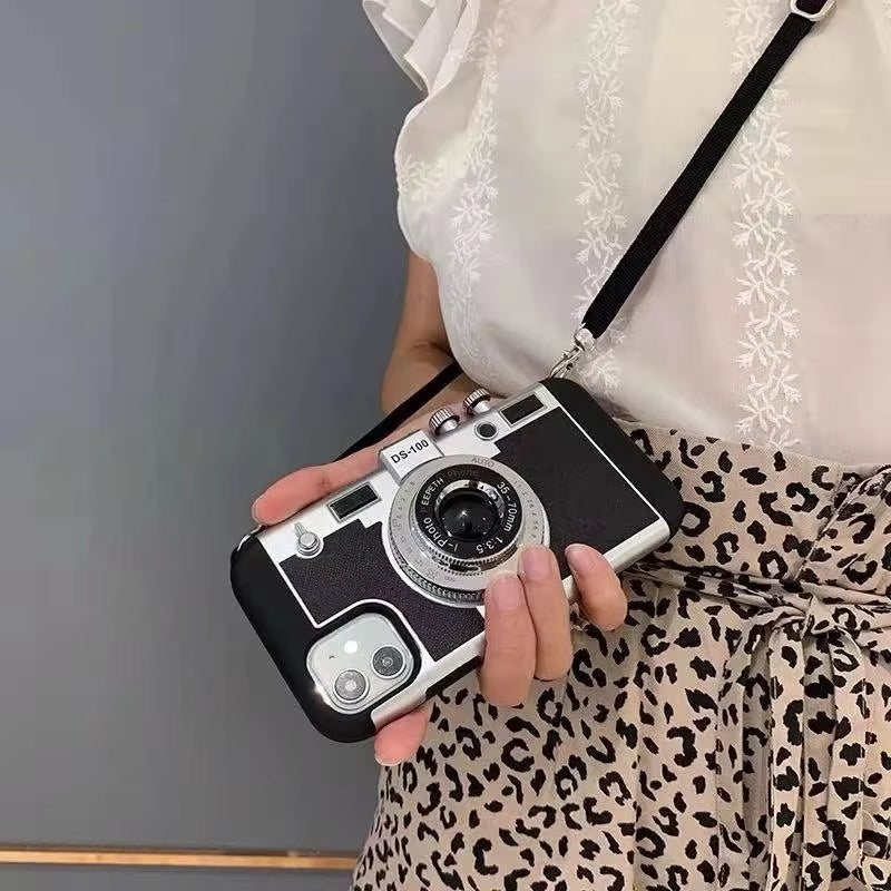 Emily in Paris 3D Retro Camera Leather Case for Iphone 11 13 14 15 16 Pro Max 12 Mini XS XR X 7 8 plus SE 2022 Ipone Accessories