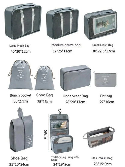 10-Piece Travel Organizer Set - Packing Cubes for Clothes, Shoes & Toiletries