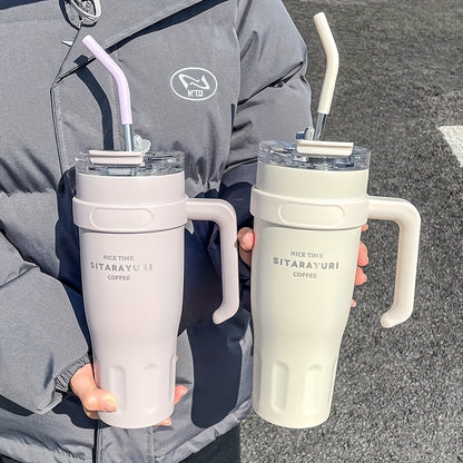 1140ml Large Stainless Steel Insulated Water Cup – Leak-Proof Tumbler with Straw for Hot and Cold Drinks