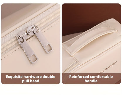 Large Capacity Multi-Layer Detachable Cosmetic Bag - PU Travel Makeup Organizer with Brush Holder