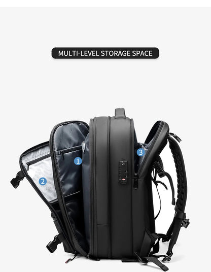 Travel Men's 17-Inch Laptop Backpack – Expandable Business and School Bag with Vacuum Compression and Large Capacity