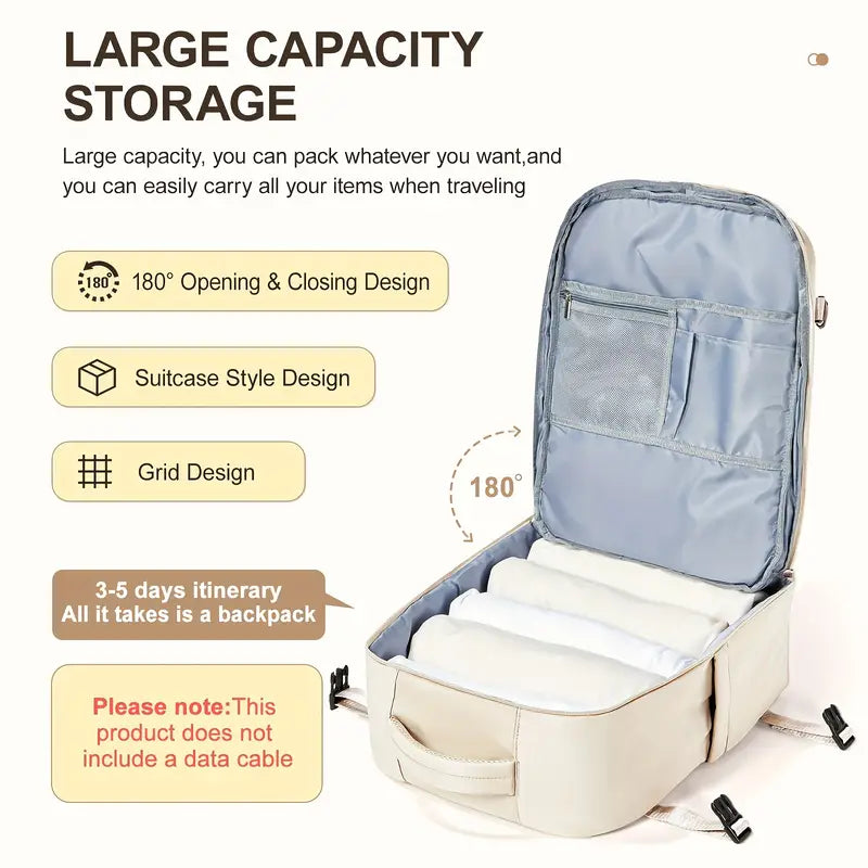 FLCC Large Capacity Travel Laptop Backpack for Women and Men - Airline-Approved Cabin Backpack for EasyJet and Ryanair