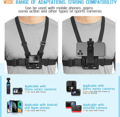 1 PC Adjustable Phone Clip Holder with Chest Strap – Hands-Free Accessory for Mobile Phones and Sport Cameras
