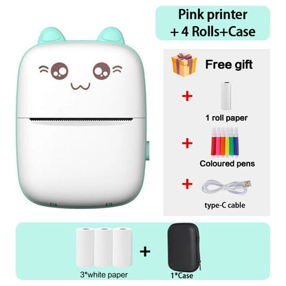 Mini Thermal Printer Wireless BT 200Dpi Label Photo Memo Wrong Question Printing Tag Bluetooth Printer USB Cable Portable