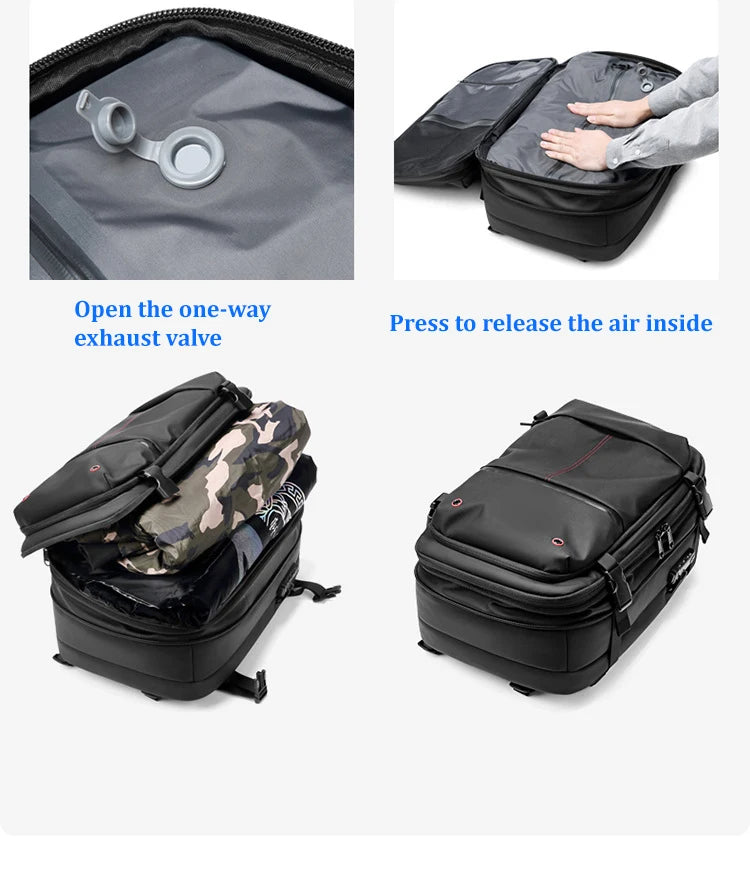 Travel Men's 17-Inch Laptop Backpack – Expandable Business and School Bag with Vacuum Compression and Large Capacity