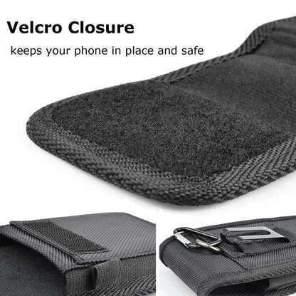 Vertical Nylon Cell Phone Belt Clip Holster – Durable Pouch with Card Slot and Keychain Loop for Phones 4.0"-6.7"