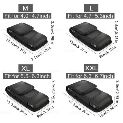 Vertical Nylon Cell Phone Belt Clip Holster – Durable Pouch with Card Slot and Keychain Loop for Phones 4.0"-6.7"