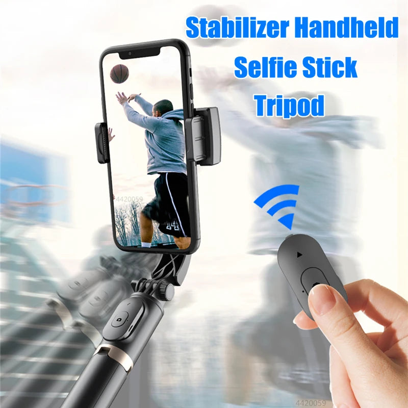 Roreta 2024 Gimbal Stabilizer Selfie Stick – Foldable Wireless Tripod with Bluetooth Remote for iOS and Android