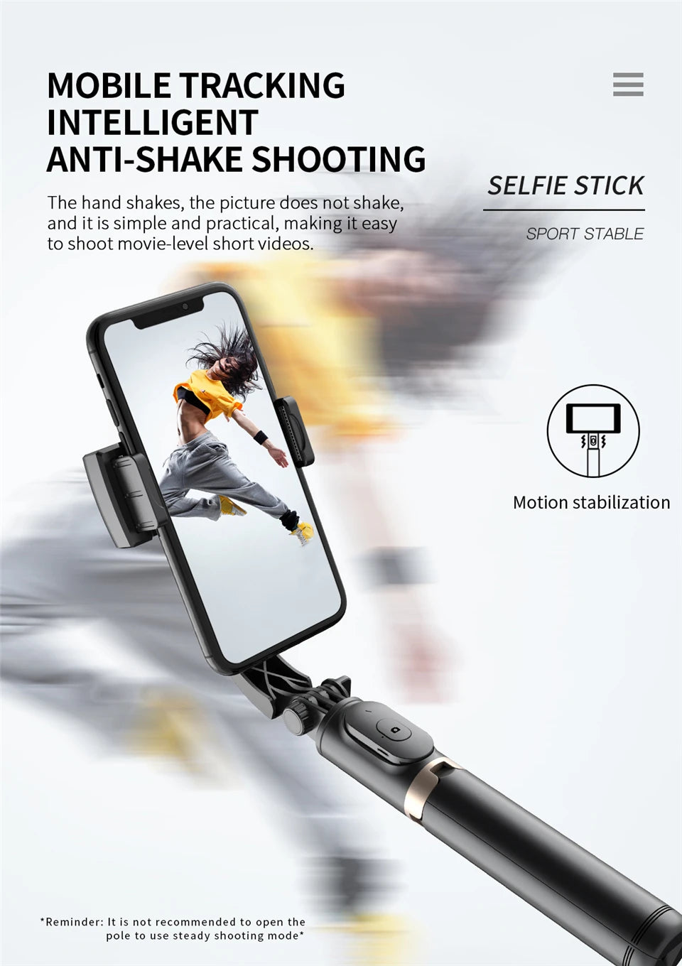 Roreta 2024 Gimbal Stabilizer Selfie Stick – Foldable Wireless Tripod with Bluetooth Remote for iOS and Android