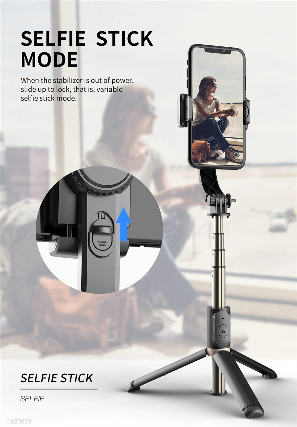 Roreta 2024 Gimbal Stabilizer Selfie Stick – Foldable Wireless Tripod with Bluetooth Remote for iOS and Android