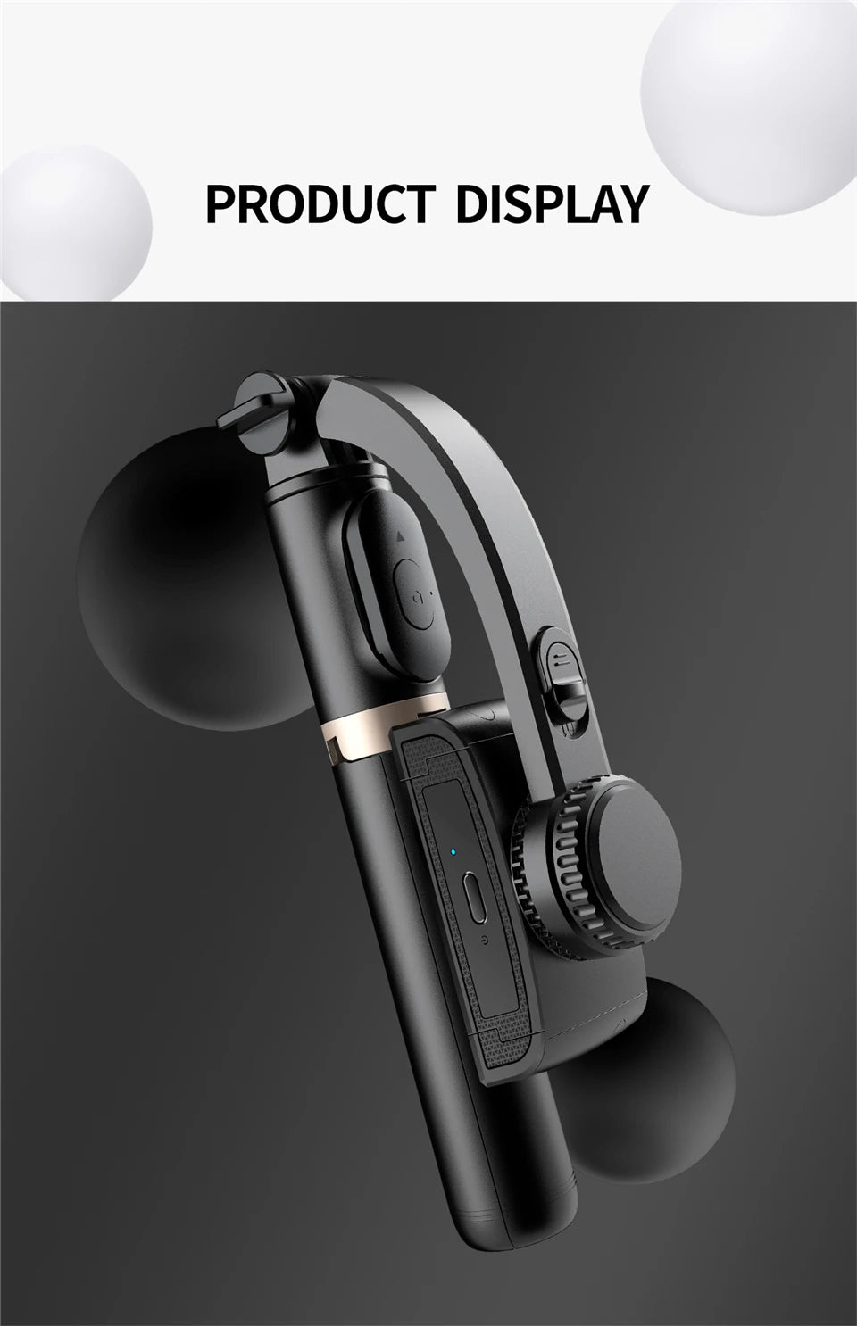 Roreta 2024 Gimbal Stabilizer Selfie Stick – Foldable Wireless Tripod with Bluetooth Remote for iOS and Android