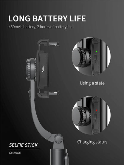 Roreta 2024 Gimbal Stabilizer Selfie Stick – Foldable Wireless Tripod with Bluetooth Remote for iOS and Android