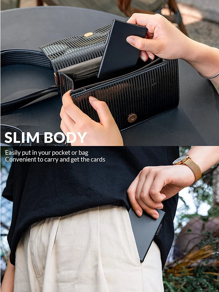 Slim Aluminum RFID Blocking Card Wallet – Minimalist Pop-Up Card Holder for Men and Women