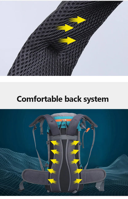 65L Large Capacity Waterproof Camping Backpack - Ideal for Hiking, Climbing, and Outdoor Adventures