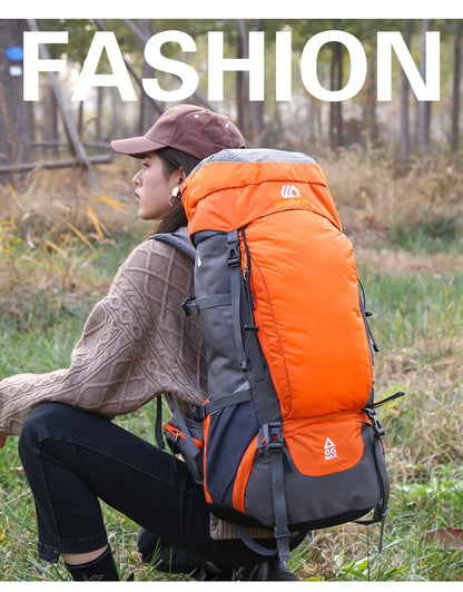 65L Large Capacity Waterproof Camping Backpack - Ideal for Hiking, Climbing, and Outdoor Adventures