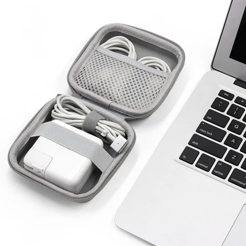Portable Leather Earphone & Cable Organizer Bag – Multifunctional Digital Gadget Storage Case