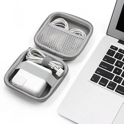 Portable Leather Earphone & Cable Organizer Bag – Multifunctional Digital Gadget Storage Case