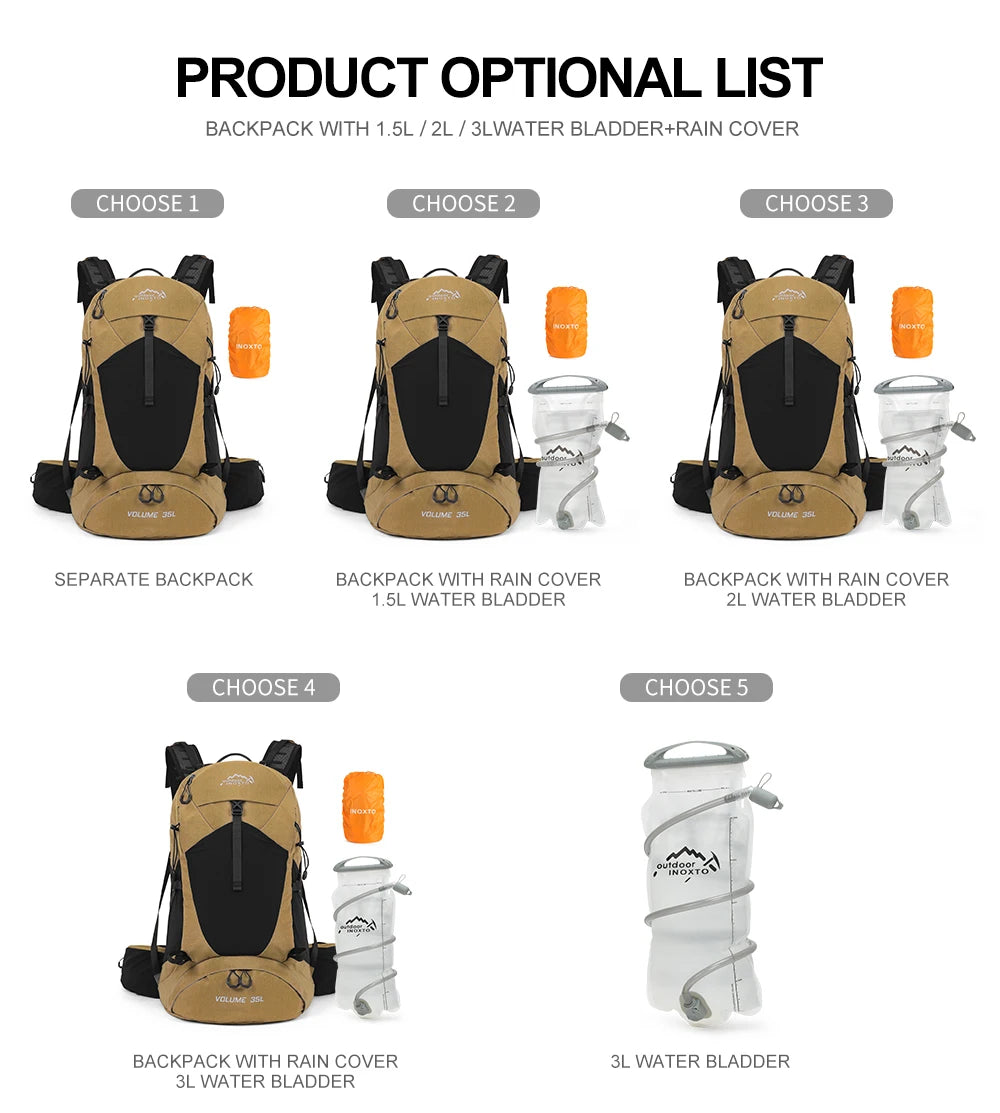 35L Mountaineering Backpack - Waterproof Outdoor Sports Bag for Men and Women, Ideal for Camping, Hiking, and Rain Protection